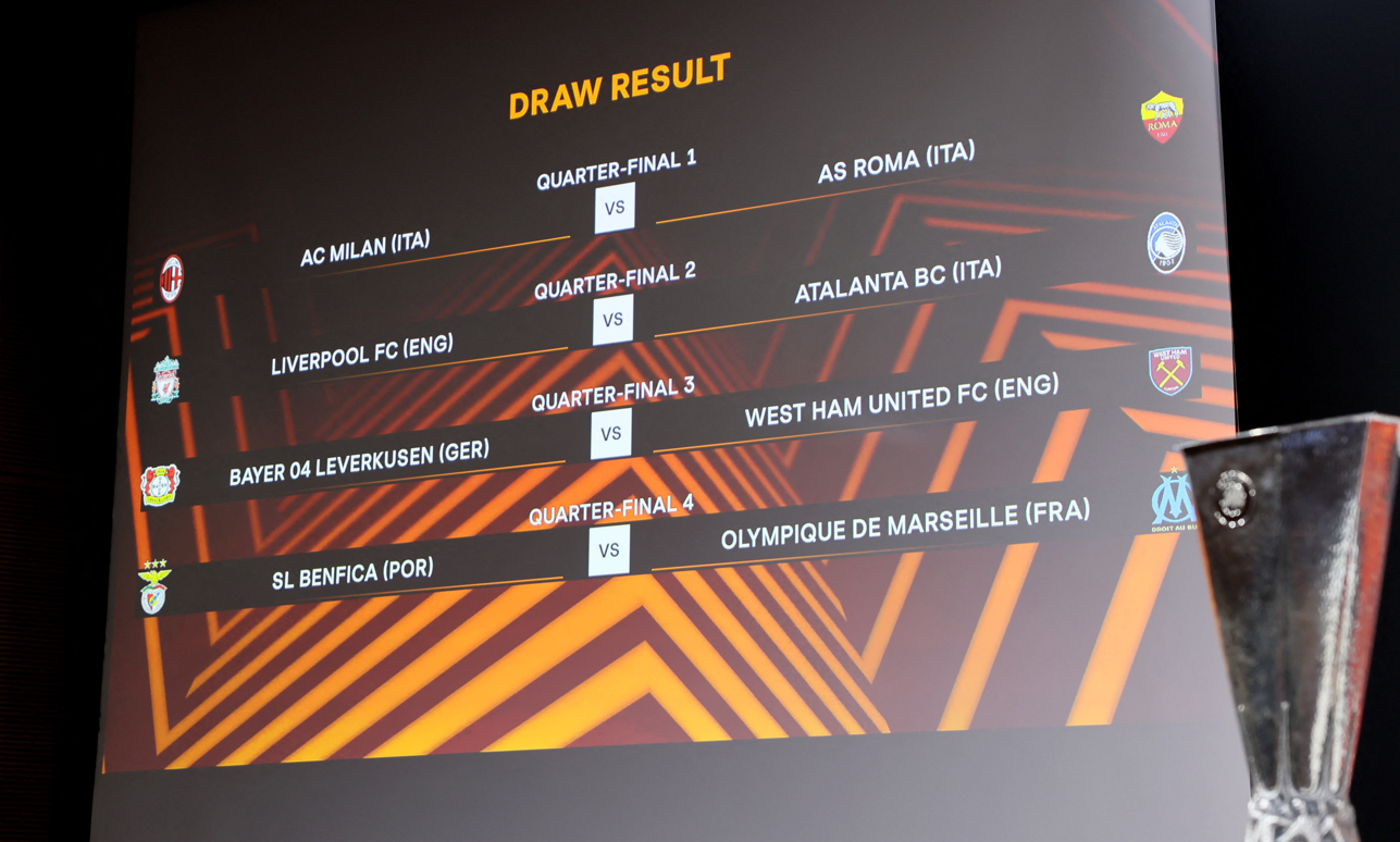 قرعة الدوري الأوروبى .. ليفربول يواجه أتالانتا في الدور ربع النهائى